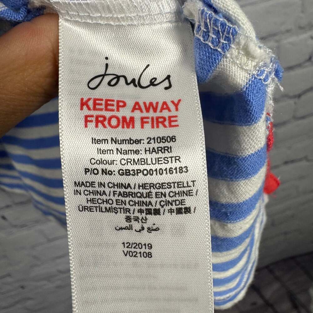 JOULES Harri Top Light Blue & White Striped V-Neck Women's Size Medium - Picture 6 of 7